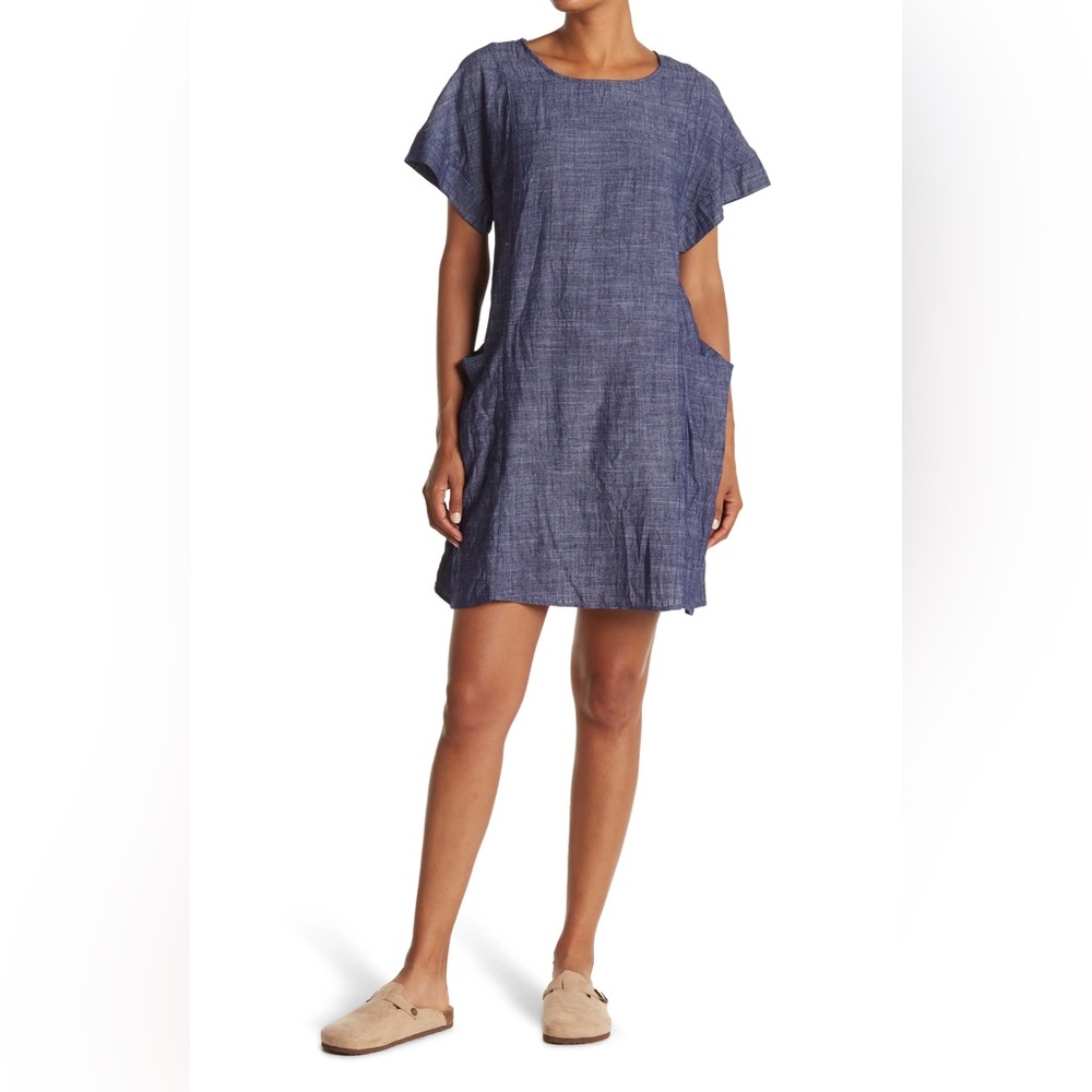 52Seven Indigo Women's Blue Shift Tunic Dress with Pockets Size: M
